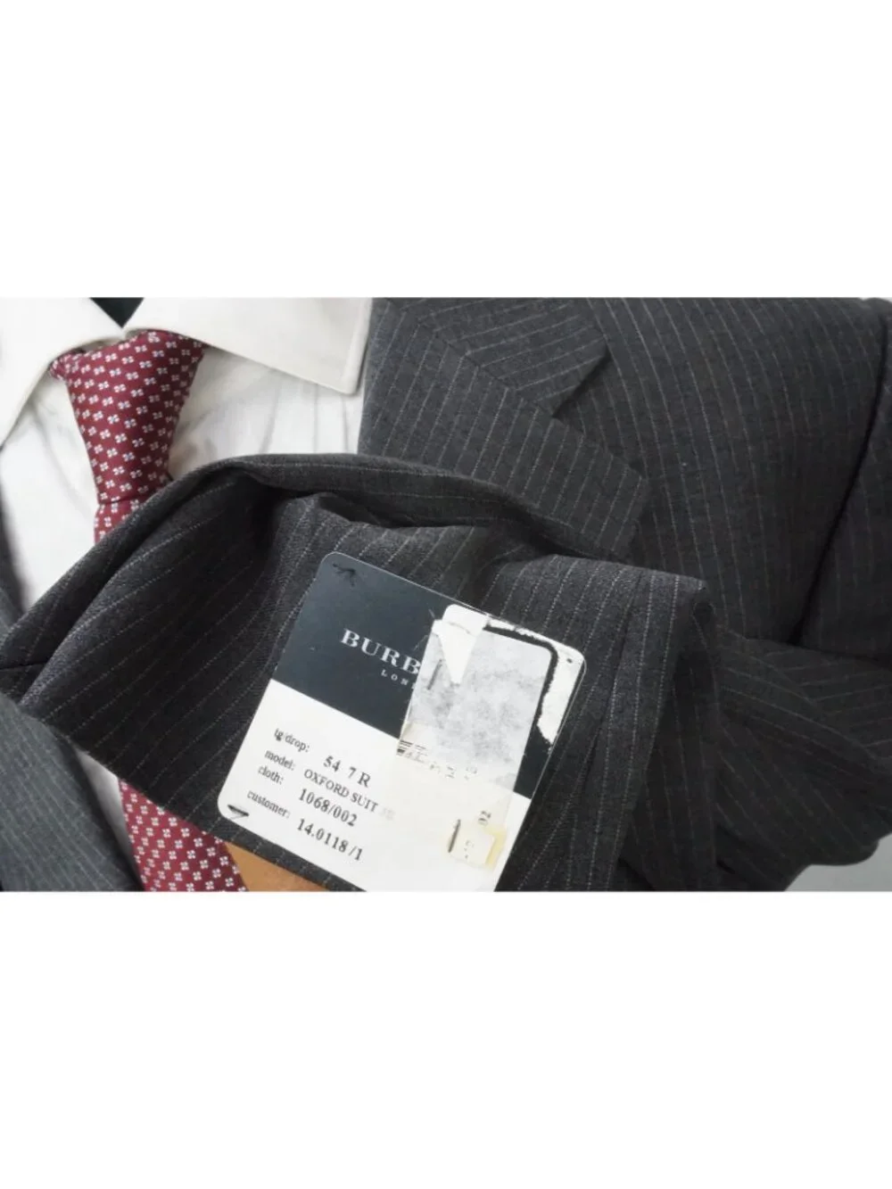 Burberry London Oxford Gray Pinstriped Wool 2 Pc Suit Jacket Pants 44R BRAND NEW